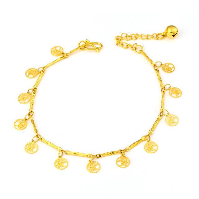 24K Gold Plated Anklet with or without Danglers (5 Styles) - Ruby's Jewelry