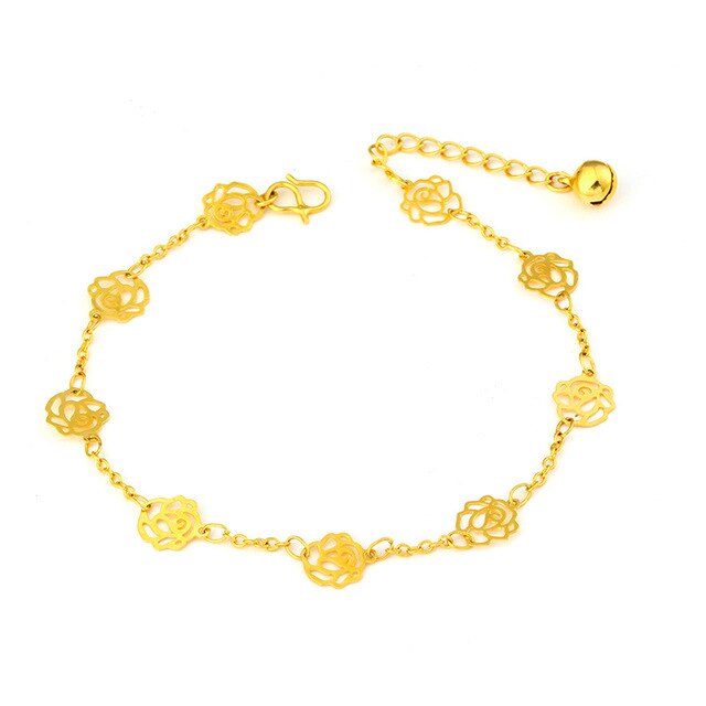 24K Gold Plated Anklet with or without Danglers (5 Styles) - Ruby's Jewelry