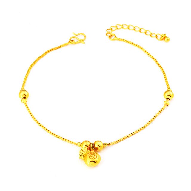 24K Gold Plated Anklet with or without Danglers (5 Styles) - Ruby's Jewelry