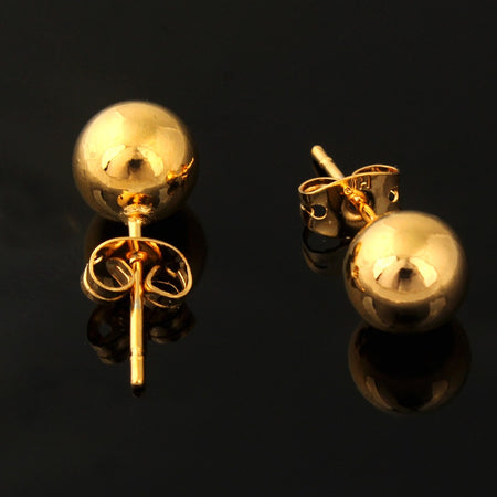 24K Gold Plated Ball Stud Earrings - Ruby's Jewelry
