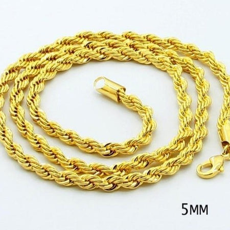 24K Gold Plated Twisted Rope Chain Necklace - Ruby's Jewelry